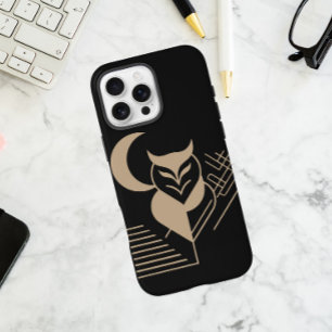 Geometric owl with a crescent moon iPhone 16 pro max case
