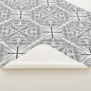 Geometric painting black and white sherpa blanket
