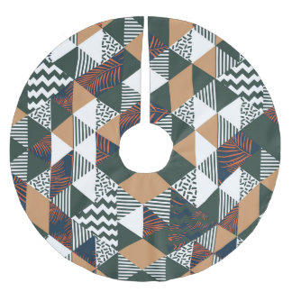 Geometric palm leaves, trendy pattern brushed polyester tree skirt