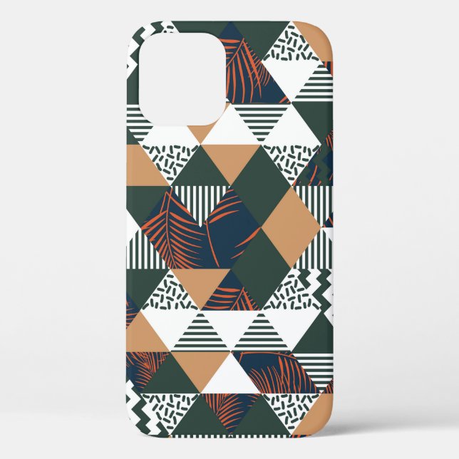 Geometric palm leaves, trendy pattern Case-Mate iPhone case (Back)