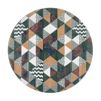 Geometric palm leaves, trendy pattern cutting board