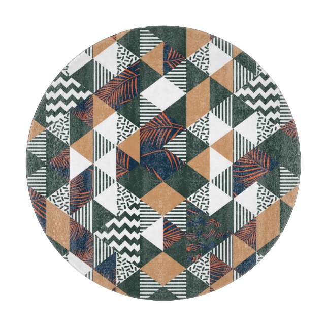 Geometric palm leaves, trendy pattern cutting board (Front)