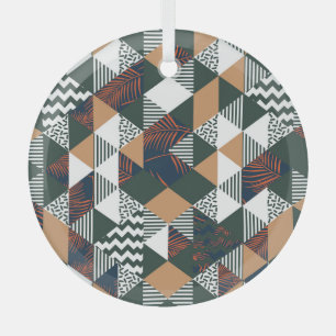 Geometric palm leaves, trendy pattern glass tree decoration