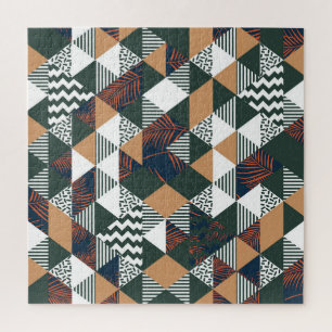Geometric palm leaves, trendy pattern jigsaw puzzle
