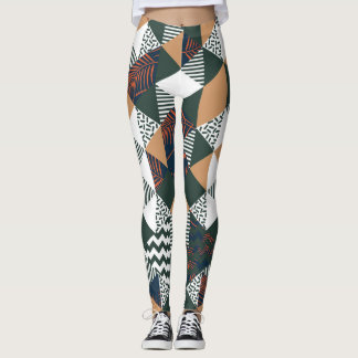 Geometric palm leaves, trendy pattern leggings