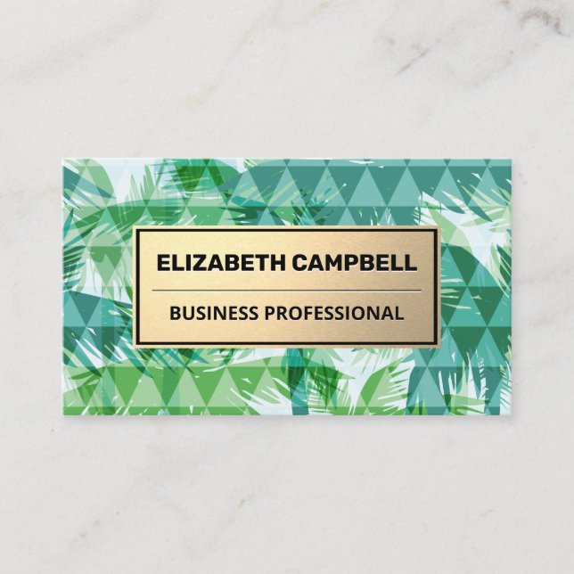 Geometric Palm Tree Background Business Card (Front)