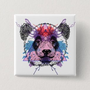 Geometric Panda Bear 15 Cm Square Badge