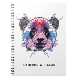 Geometric Panda Bear Add Your Name Notebook