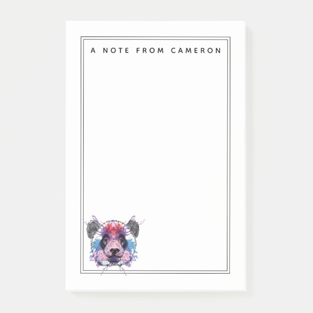 Geometric Panda Bear | Add Your Name Post-it Notes (Front)