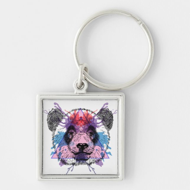 Geometric Panda Bear Key Ring (Front)