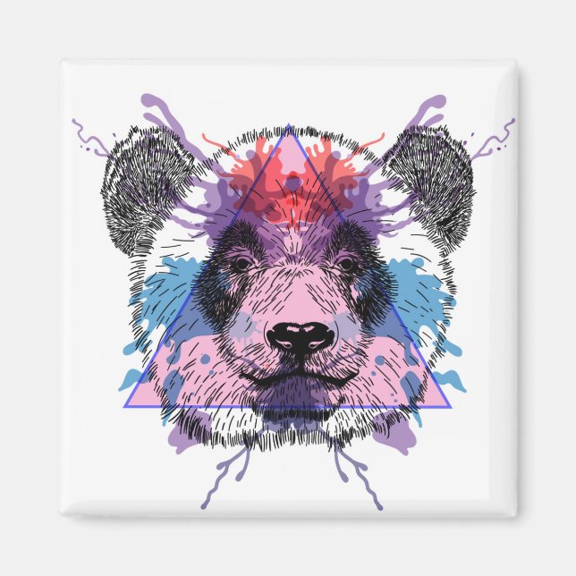 Geometric Panda Bear Magnet (Front)