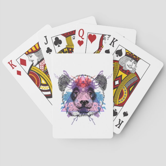 Geometric Panda Bear Playing Cards (Back)
