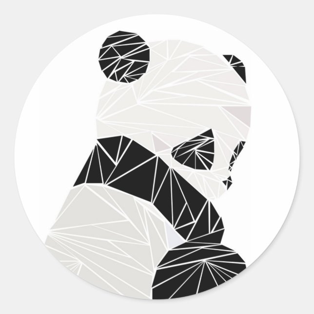 Geometric panda classic round sticker (Front)