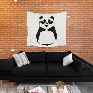 Geometric Panda Tapestry