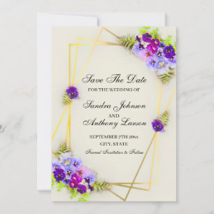 Geometric  Pansy Save The Date
