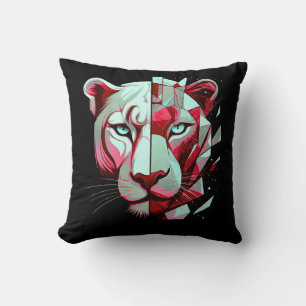 Geometric Panther Split Face– Modern Abstract Cushion