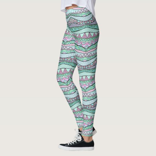 Geometric Pastel Abstract Multi Colour Leggings