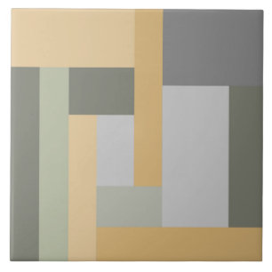 Geometric, pastel, green, mustard yellow, grey tile