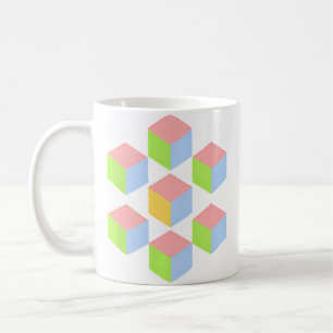 Geometric Pastel Isometric Optical Illusion Cube Coffee Mug