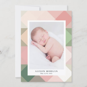 geometric pastel modern birth announcement