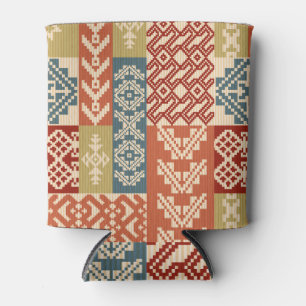 Geometric Patchwork Ethnic Seamless Pattern Can Cooler