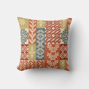 Geometric Patchwork Ethnic Seamless Pattern Cushion