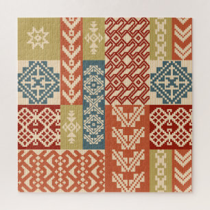 Geometric Patchwork Ethnic Seamless Pattern Jigsaw Puzzle