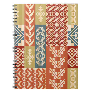Geometric Patchwork Ethnic Seamless Pattern Notebook