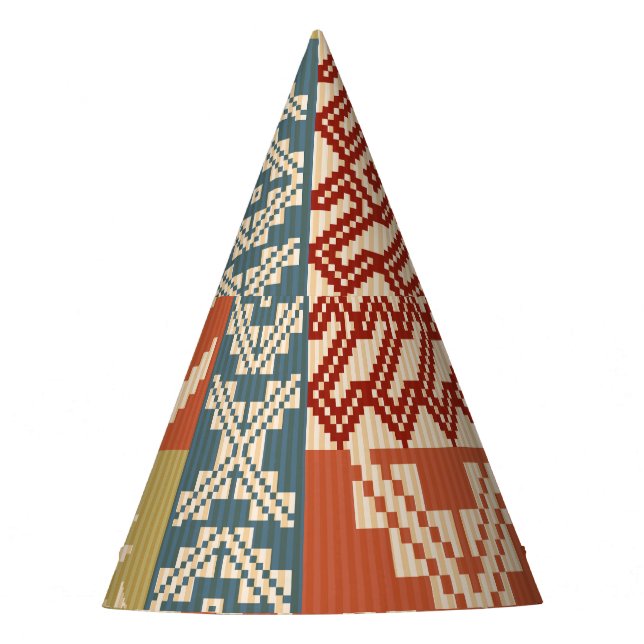 Geometric Patchwork Ethnic Seamless Pattern Party Hat (Front)