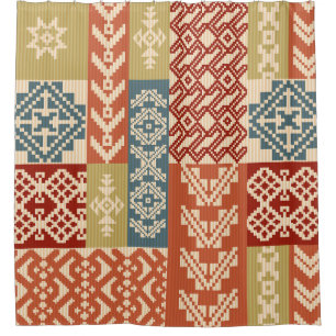 Geometric Patchwork Ethnic Seamless Pattern Shower Curtain