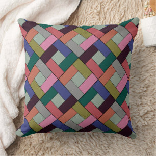Geometric patchwork plaid made of multicolored pat cushion
