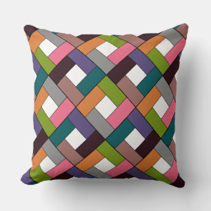 Geometric patchwork plaid made of multicolored pat cushion