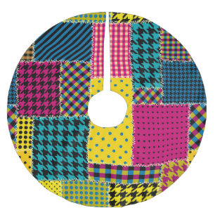 Geometric Patchwork: Rectangle Seamless Background Brushed Polyester Tree Skirt