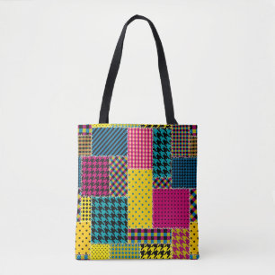 Geometric Patchwork: Rectangle Seamless Background Tote Bag