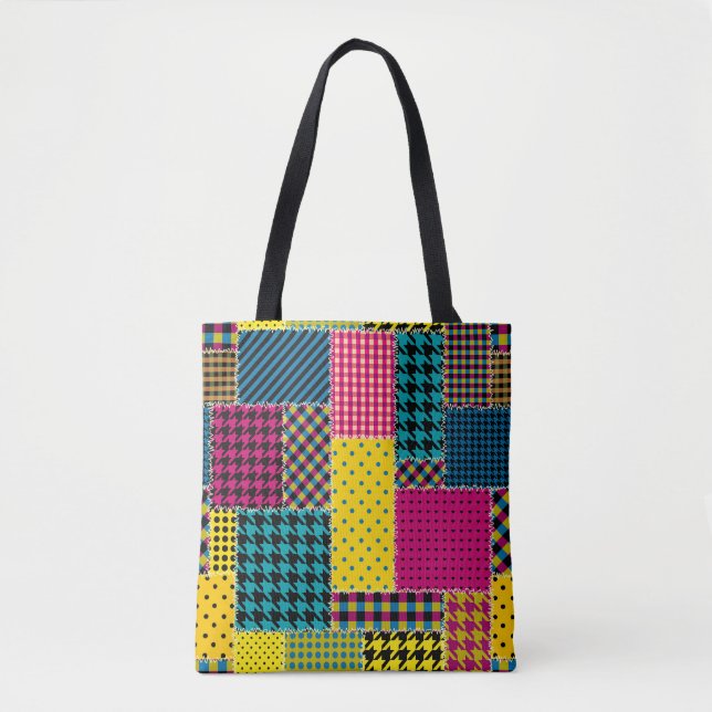 Geometric Patchwork: Rectangle Seamless Background Tote Bag (Front)