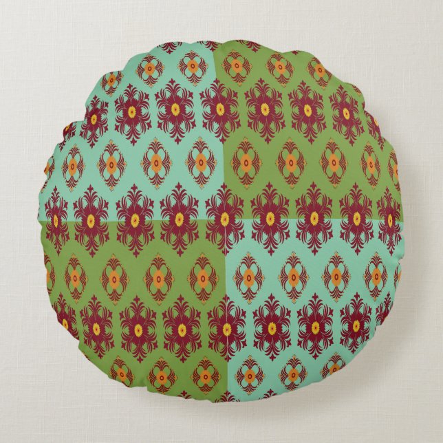 Geometric Patchwork Throw Pillow – Modern Purple C (Front)