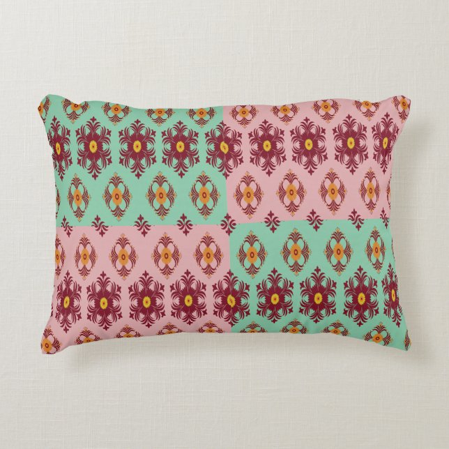 Geometric Patchwork Throw Pillow – Modern Purple C (Front)