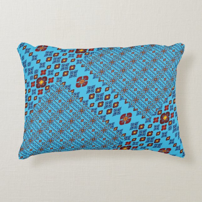 Geometric Patchwork Throw Pillow – Modern Purple C (Front)