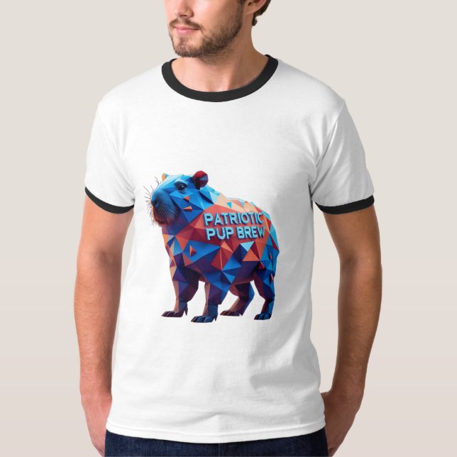 Geometric 'Patriotic Pup Brew' Futuristic Tee (Front)