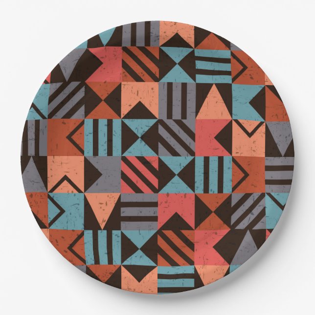 Geometric Pattern 28 Paper Plate (Front)