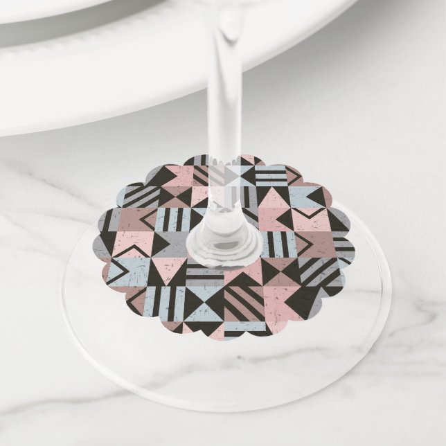 Geometric Pattern 29 Wine Glass Tag (Close Up)