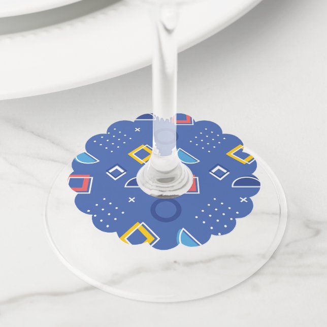Geometric Pattern 3 Wine Glass Tag (Close Up)