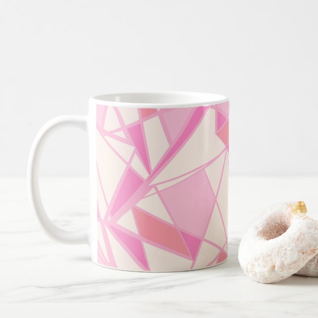 Geometric pattern abstract colour pink  coffee mug (With Donut)