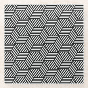 Geometric pattern art design glass coaster