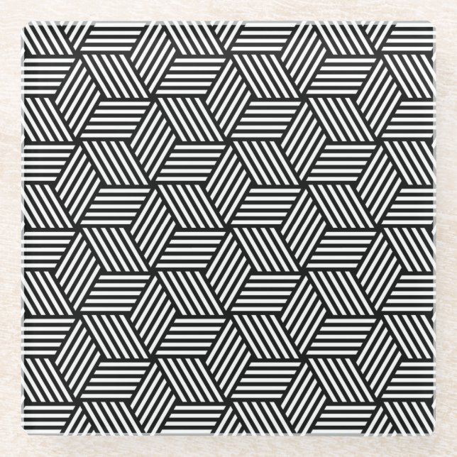 Geometric pattern art design glass coaster (Front)