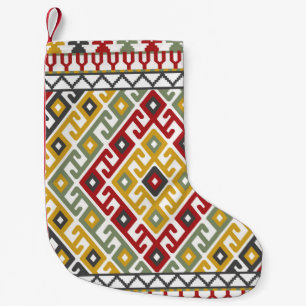 Geometric pattern background in Indian, Turkish st Small Christmas Stocking