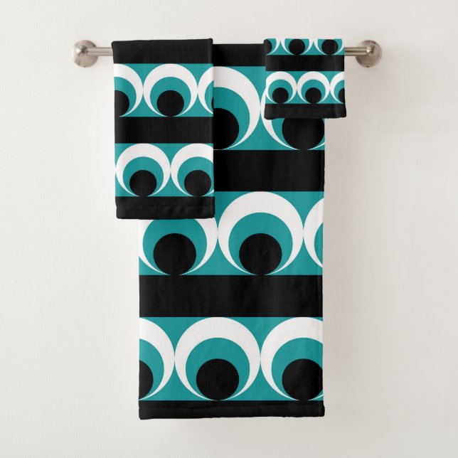 Geometric pattern bath towel set (Insitu)
