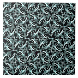 Geometric Pattern Black and Blue Ceramic Tile