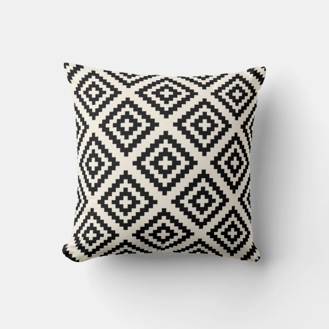 Geometric Pattern Black and Cream Cushion (Front)