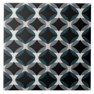 Geometric Pattern, Black and Grey Circles Tile